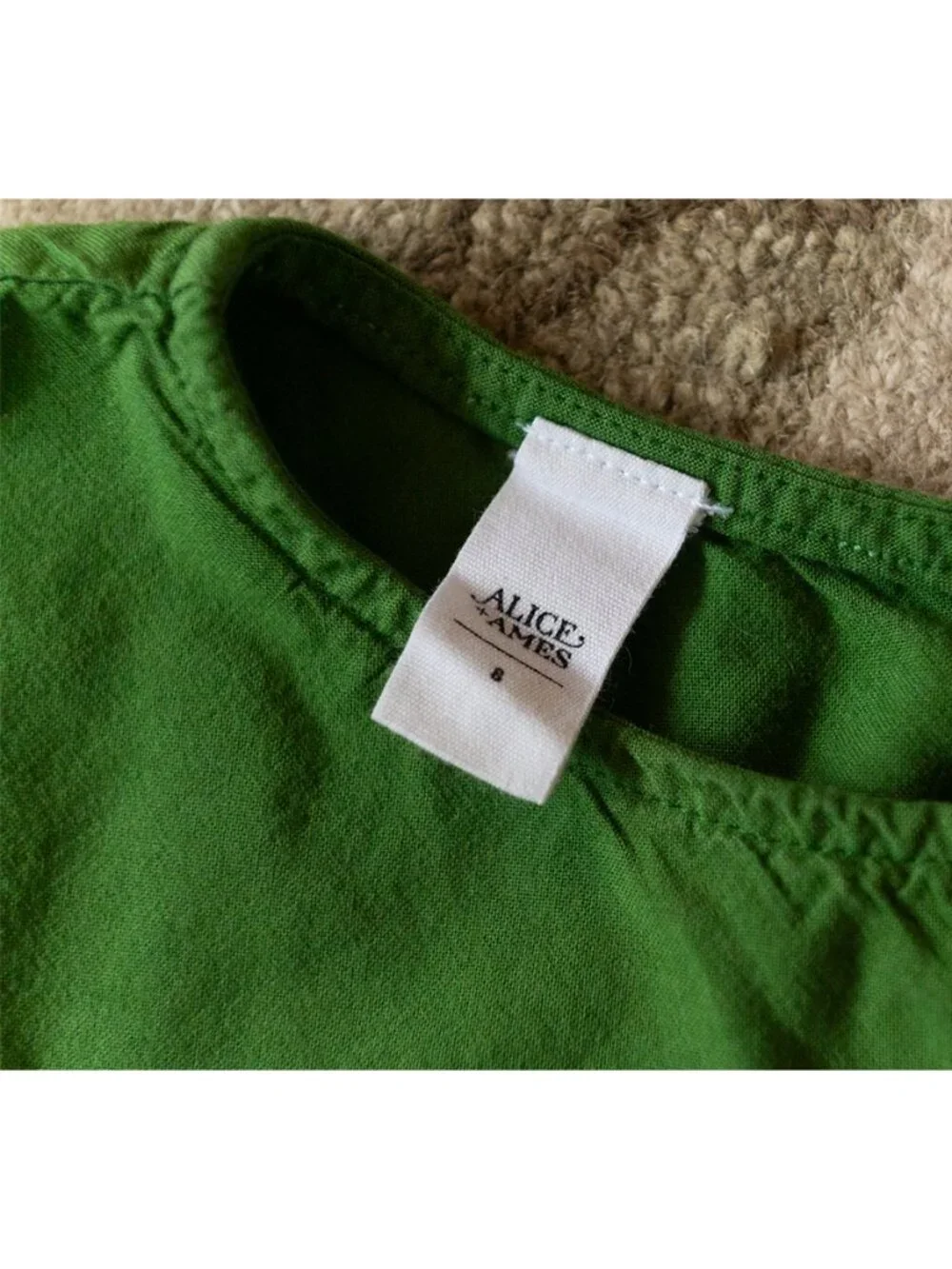 Alice & Ames Green Cotton Dress Size 8 Made in USA